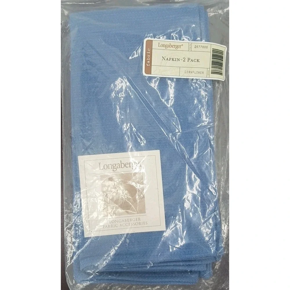 Longeberger Sets New Cornflower Blue Napkins, New In Package Retired 4 Piece